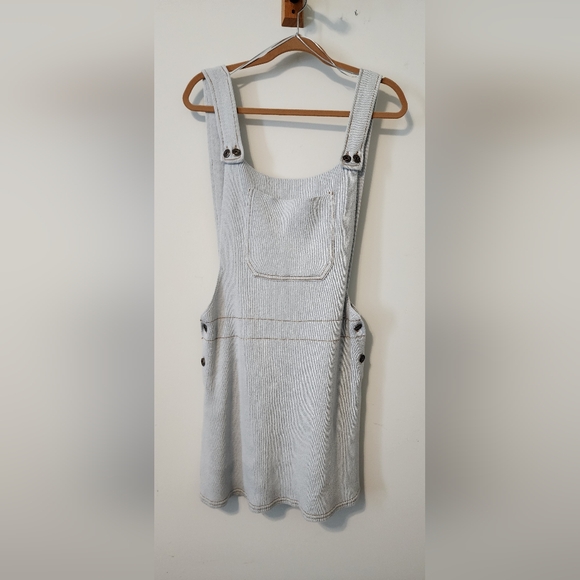 NWT Zara Open Back Knit Sweater Overall Dress Baby Blue Medium - Picture 1 of 6